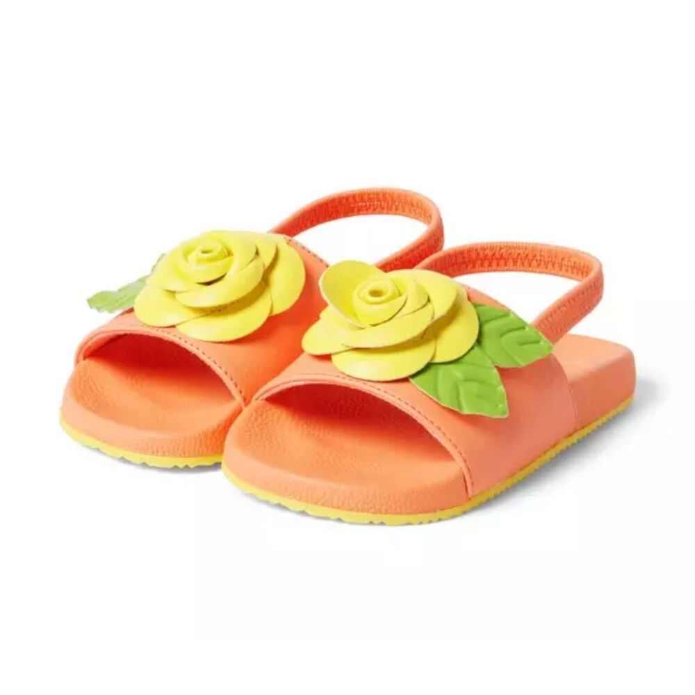 Janie and Jack Floral Pool Slide in Coral Curl Size 5